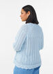 Top en maille avec broderie eyelet et manches 3/4, Bleu Clair, Model image number 2