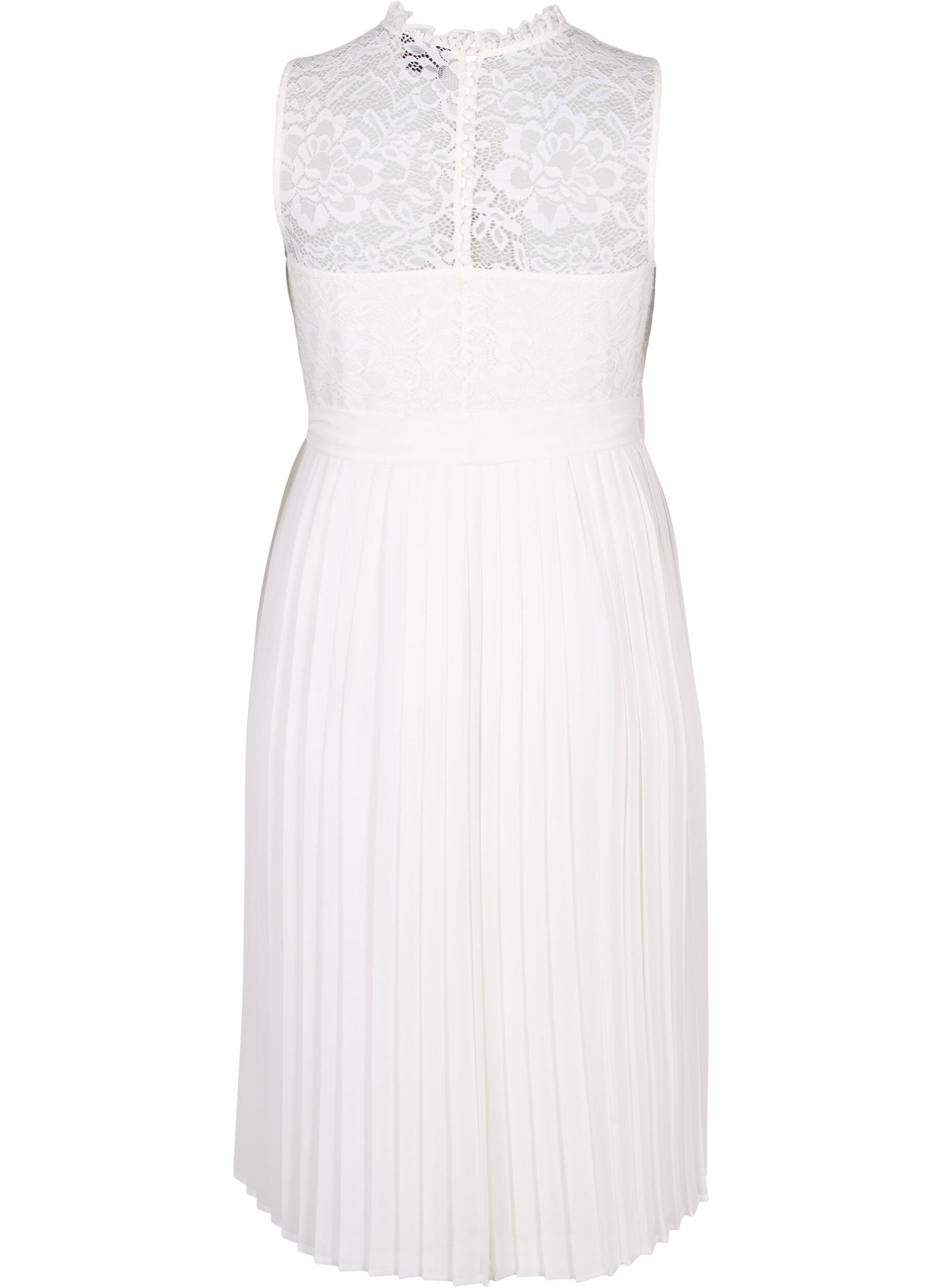 Zizzi Robe sans manches avec dentelle et plis, Bright White, Packshot image number 1