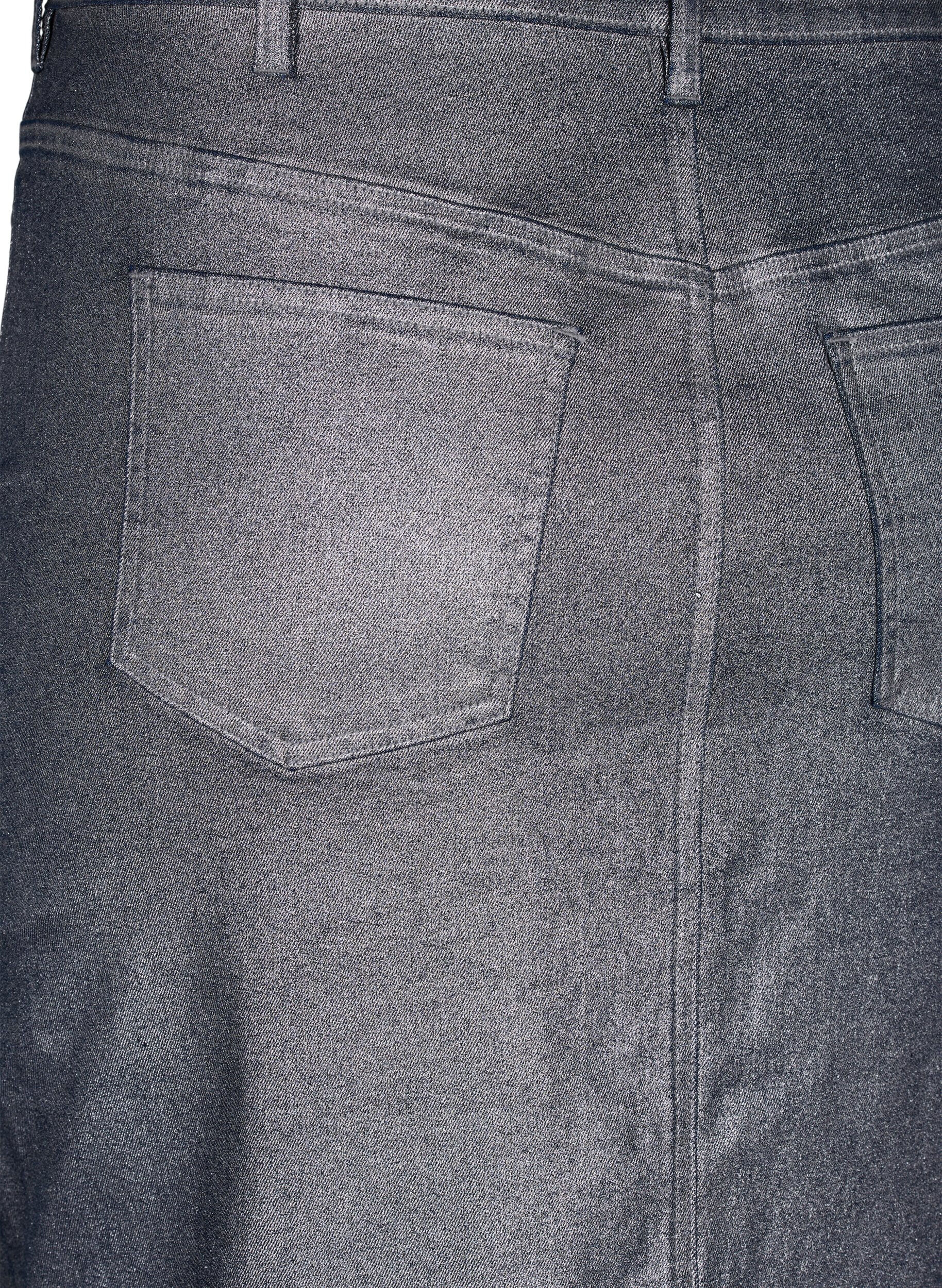 Zizzi Jupe midi avec rev&ecirc;tement argent&eacute;, Gun Sliver, Packshot image number 4