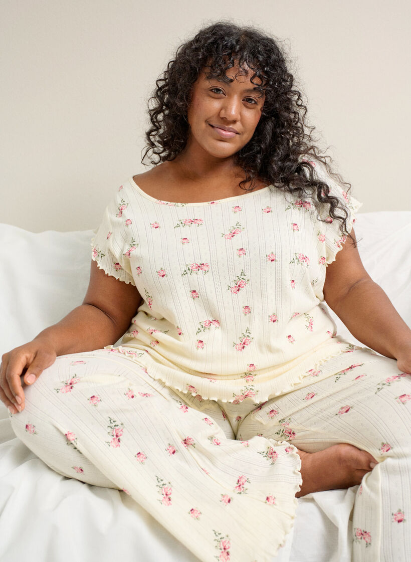 Haut de pyjama en coton bio avec mancherons, 9990, Image image number 0