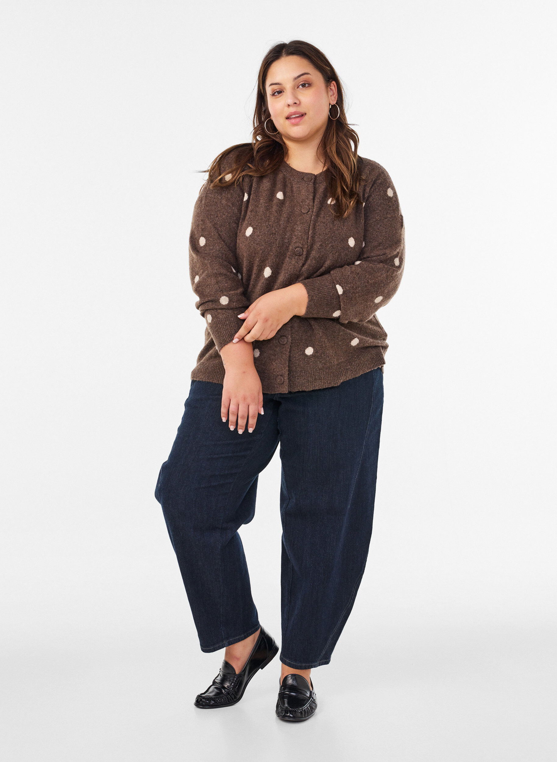 ZizziCardigan &agrave; pois, Marron, Model image number 1