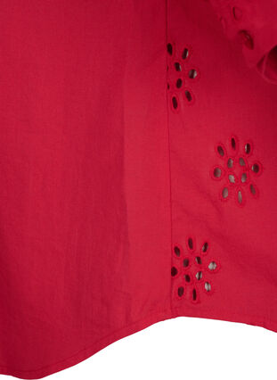 Chemisier avec broderie anglaise et manches 3/4, Tango Red, Packshot image number 3