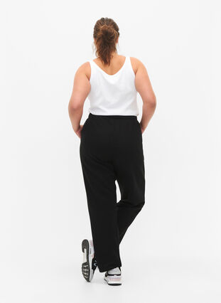Pantalons en coton lâche avec poches, Black, Model image number 1