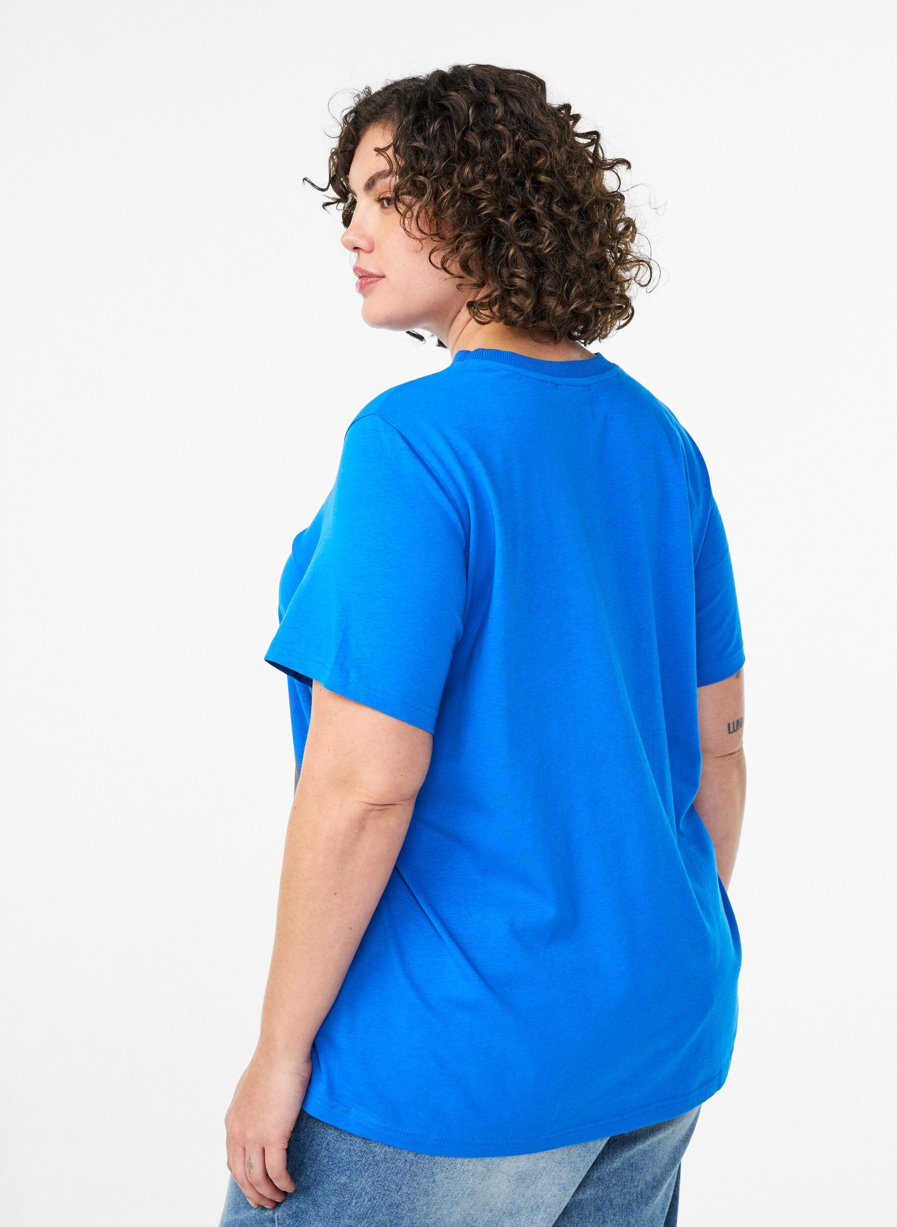 ZizziT-shirt basique en coton &agrave; col rond, Bleu, Model image number 2
