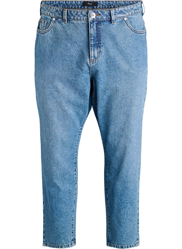 Jean Mille coupe Mom taille haute, Bleu, Packshot image number 0