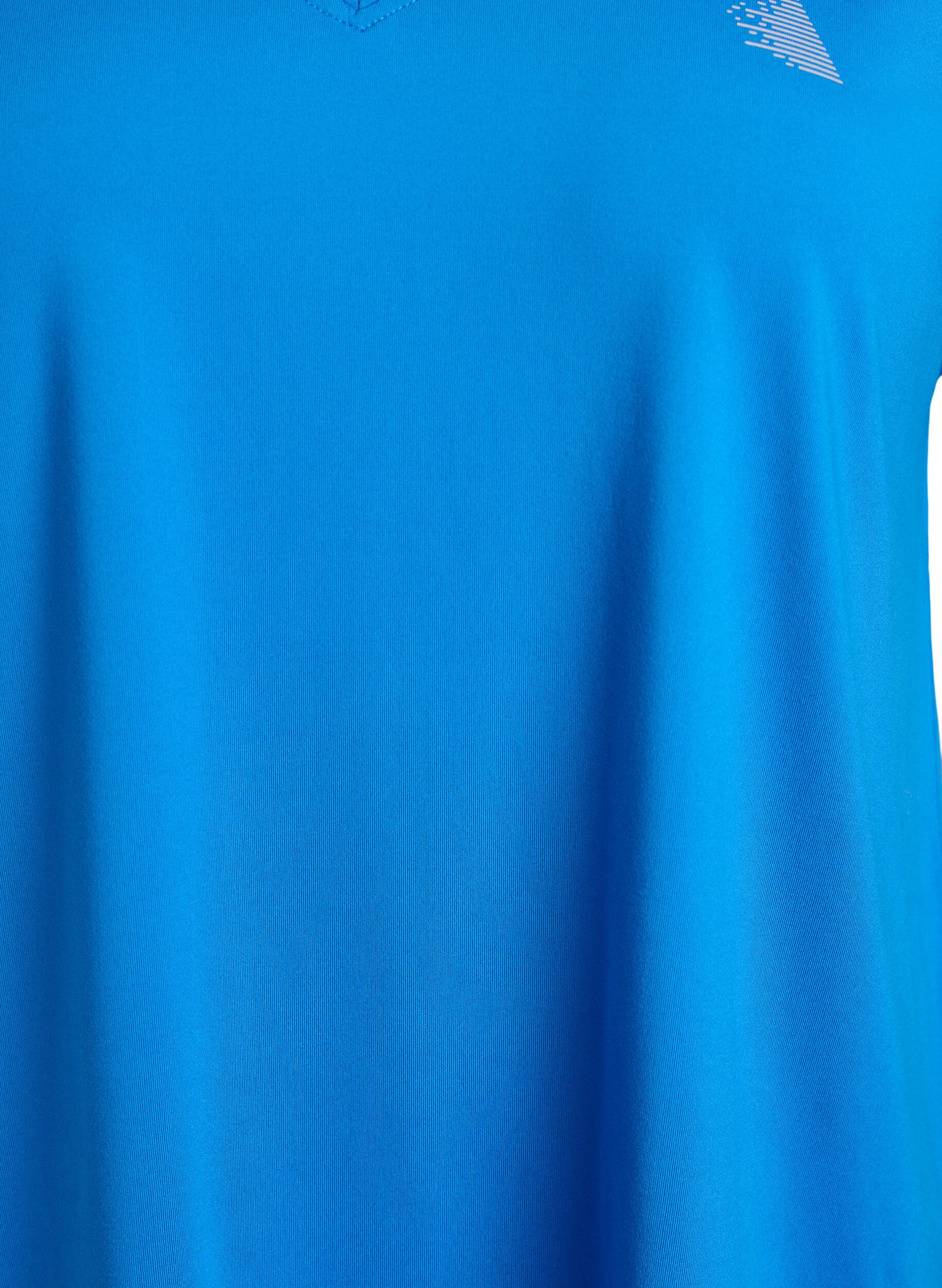 Zizzi T-shirt ample de sport &agrave; col en V, Bleu, Packshot image number 2