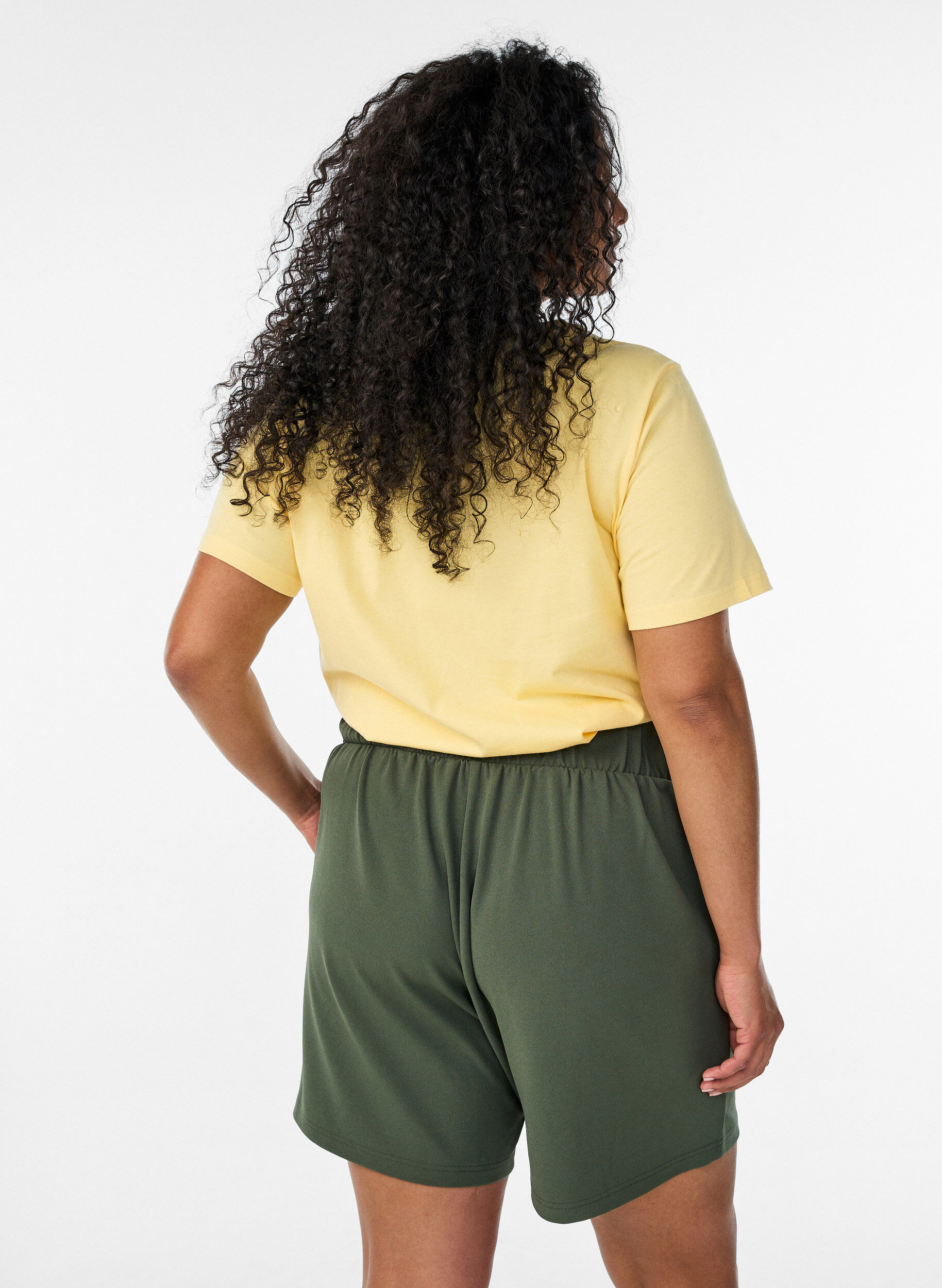 ZizziT-shirt en coton biologique avec broderie ajour&eacute;e, Jaune clair, Model image number 2