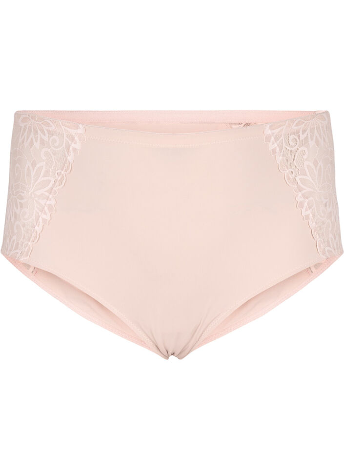 Slips hipster avec taille régulière et dentelle, Pink Tint, Packshot image number 0