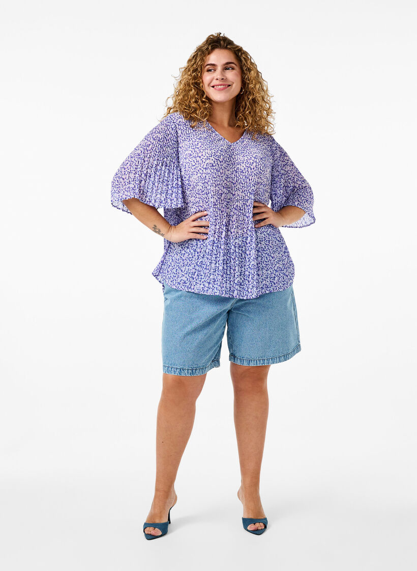 Chemisier floral plissé, Small Flower AOP, Model image number 2