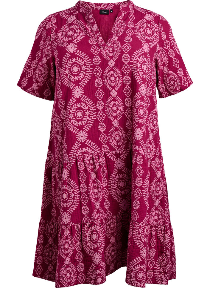 Robe courte en mousseline de coton avec motif, 9992, Packshot image number 0