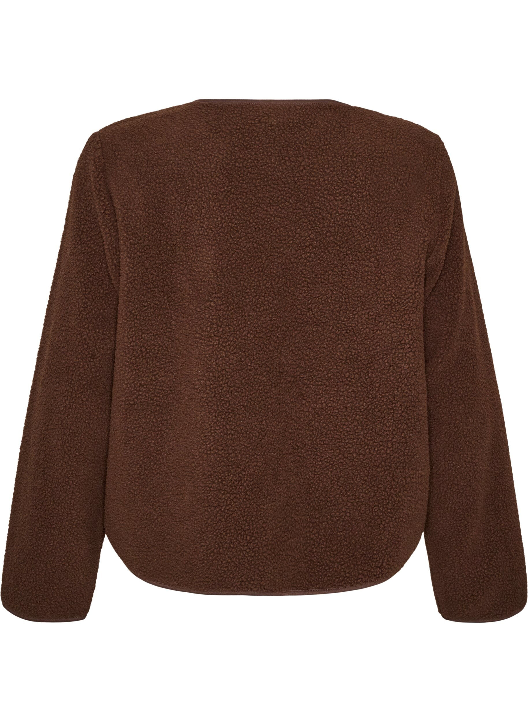 ZizziVeste teddy &agrave; col rond boutonn&eacute;e, Marron, Packshot image number 1