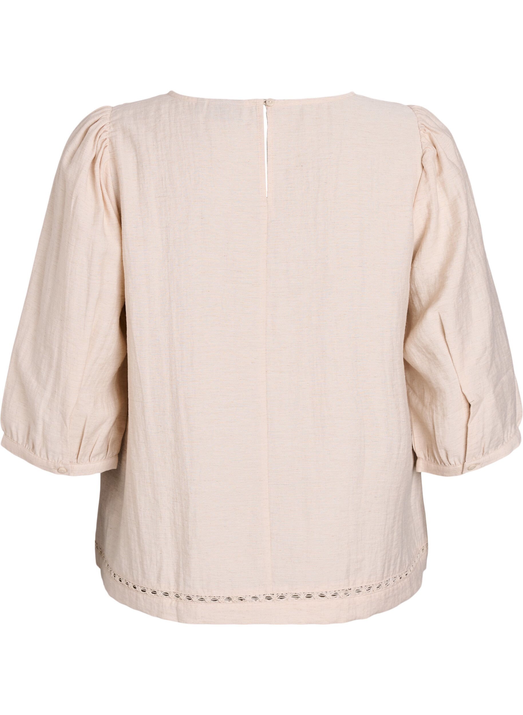 Zizzi Blouse en m&eacute;lange de viscose avec du lin et &eacute;paules fronc&eacute;es, Corail, Packshot image number 1