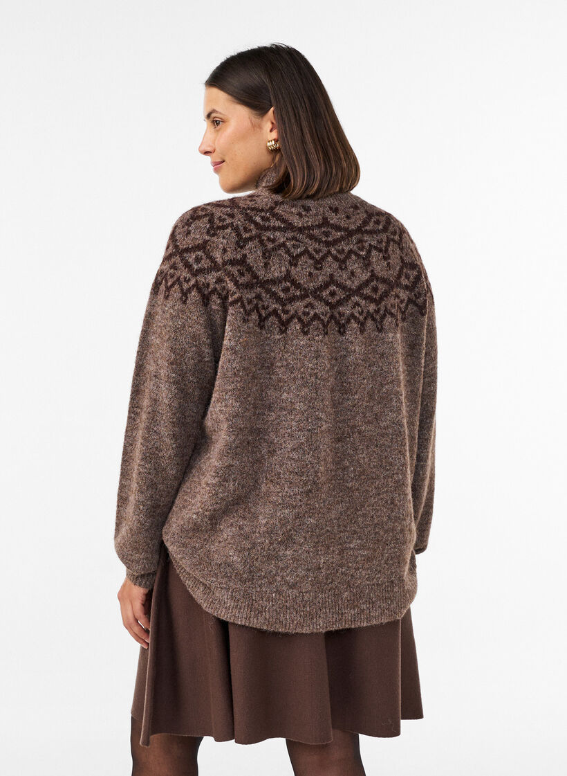 Jupe courte en maille &agrave; coupe &eacute;vas&eacute;e, Marron, Model image number 2