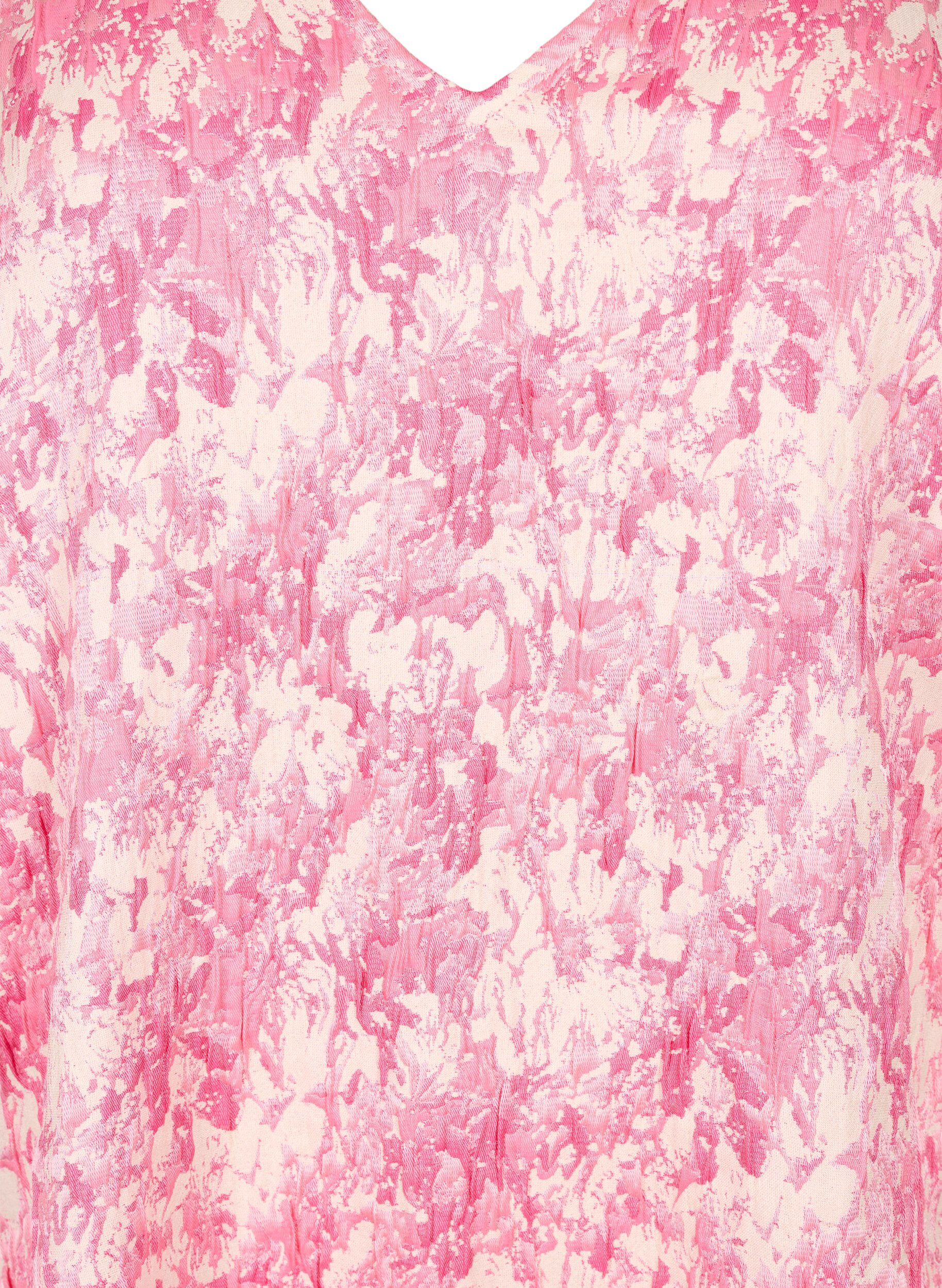 Zizzi Robe &agrave; manches courtes bouffantes, Chateau Rose AOP, Packshot image number 2