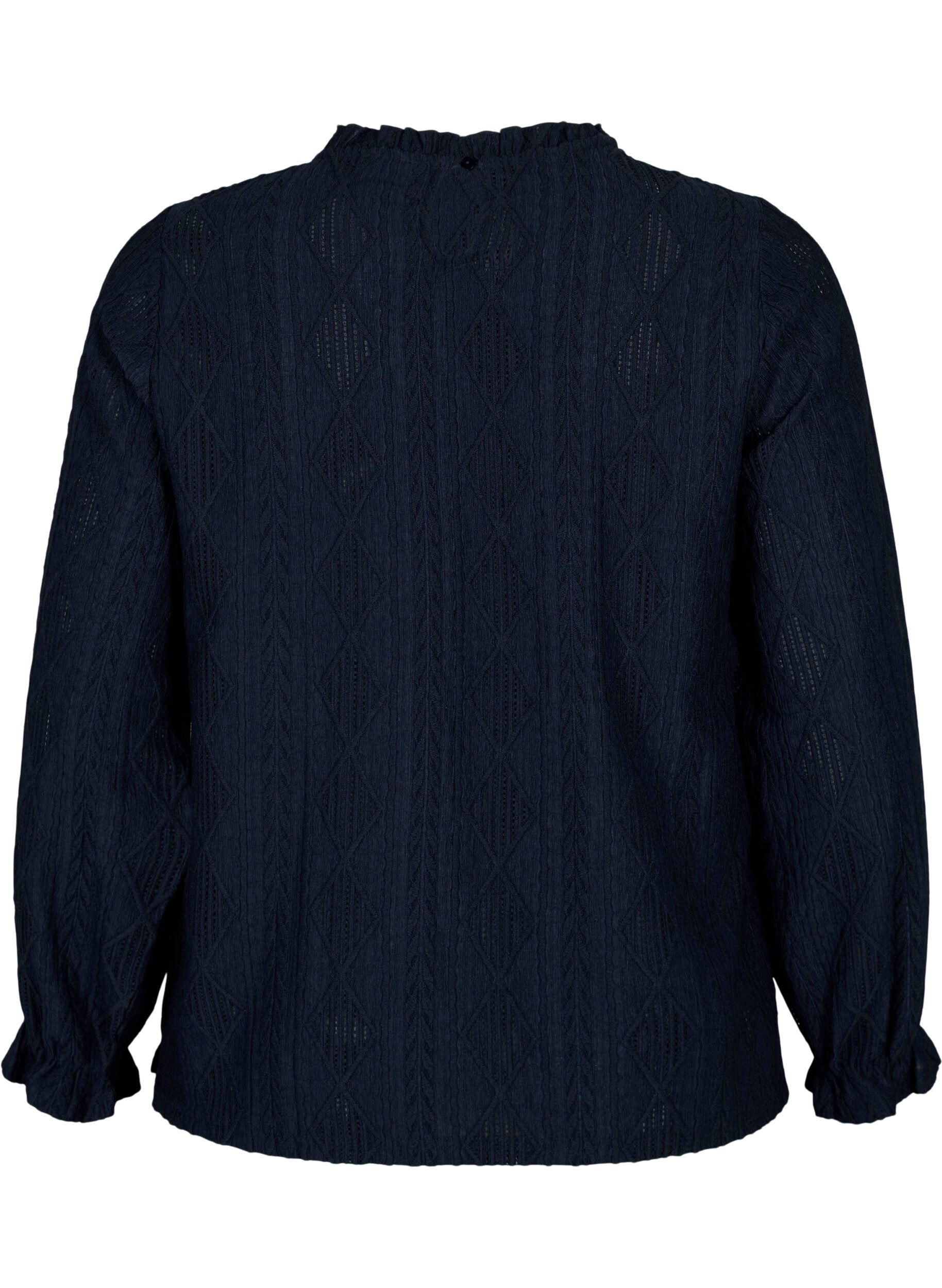 Zizzi Chemisier avec d&eacute;tails de volants et motif ton sur ton, Night Sky, Packshot image number 1