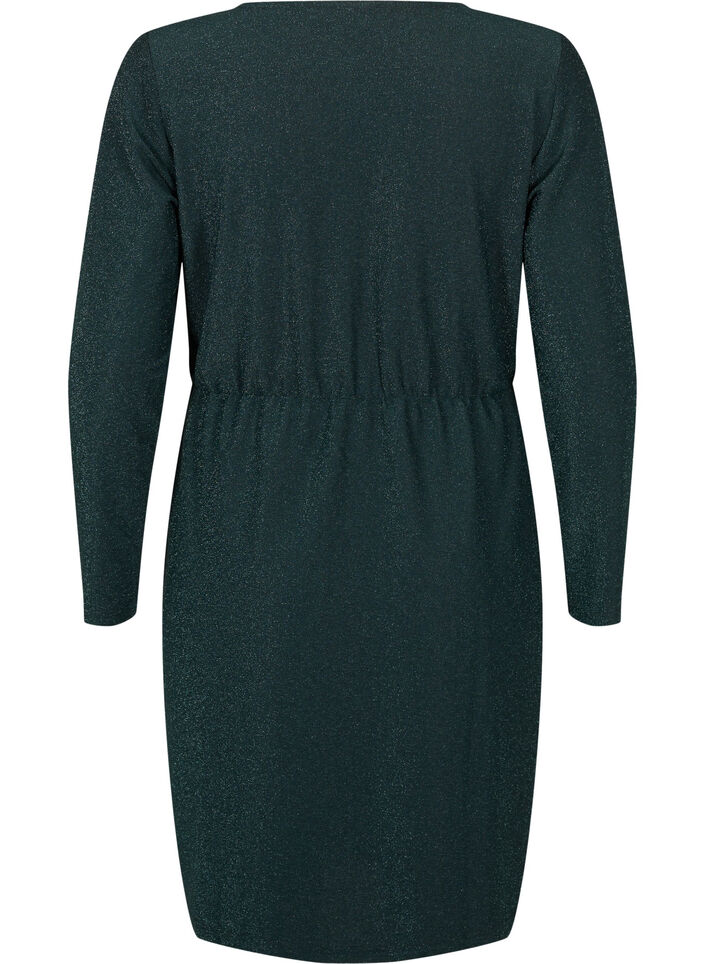 Robe scintillante avec aspect enveloppant et manches longues, Black Scarab, Packshot image number 1