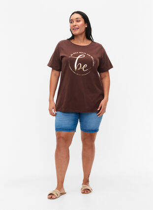T-shirt en coton biologique avec impression , Chestnut W. Be GF, Model image number 2