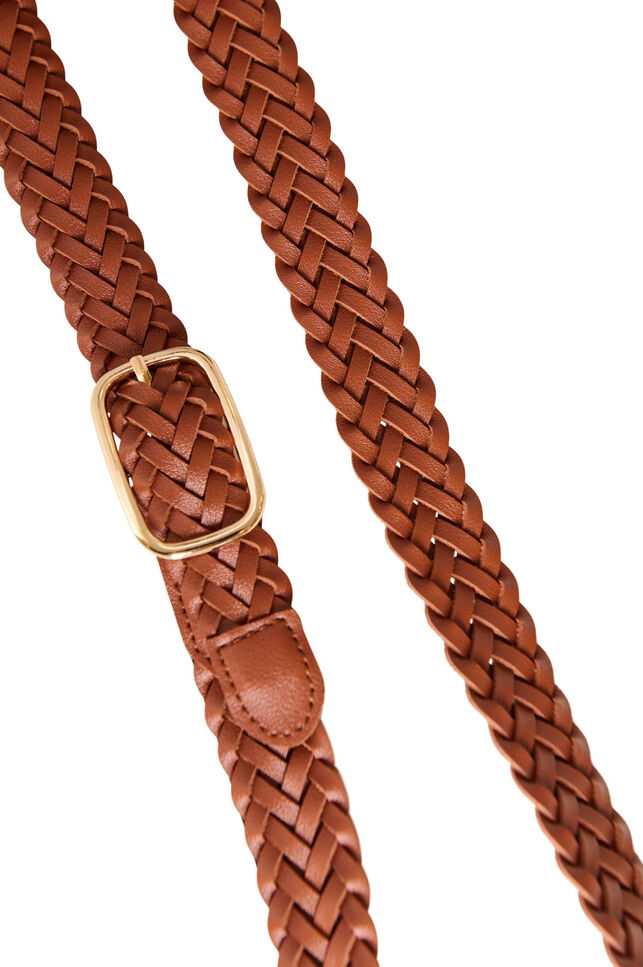 Ceinture tress&eacute;e en similicuir, Marron, Packshot image number 1
