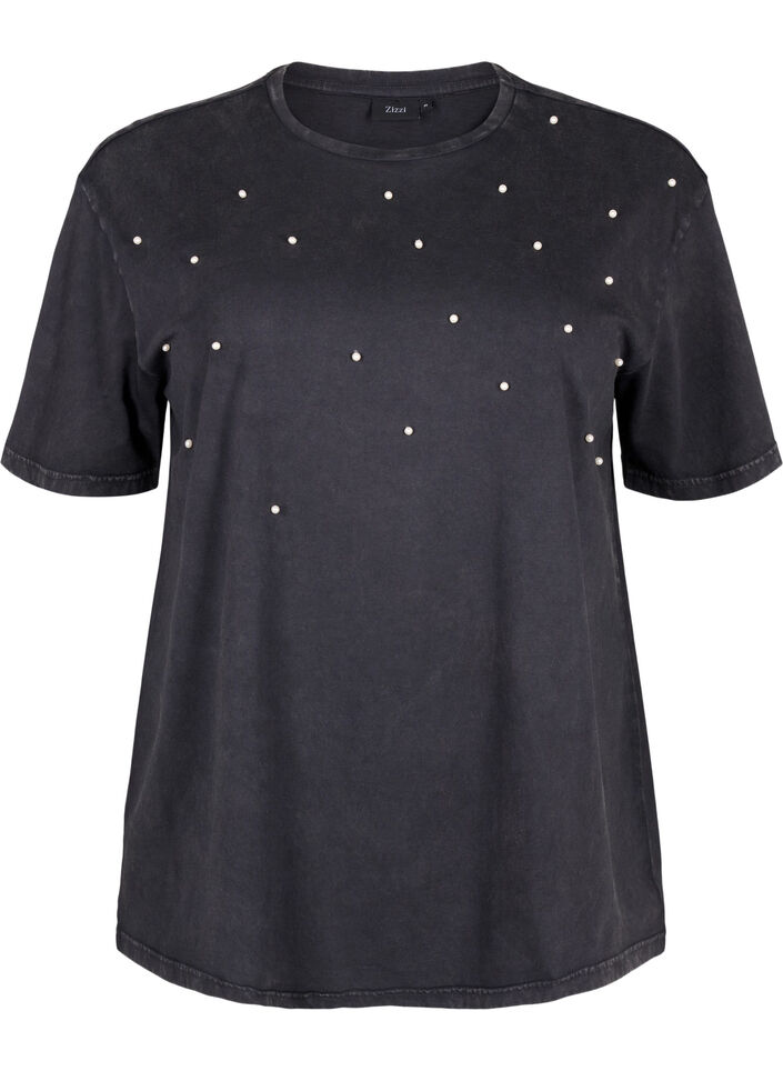 T-shirt avec perles, Grey washed, Packshot image number 0
