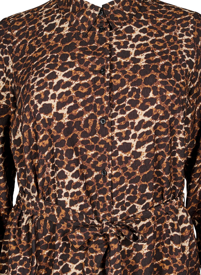 Robe chemise avec ceinture nouée et manches longues, Marron, Packshot image number 2