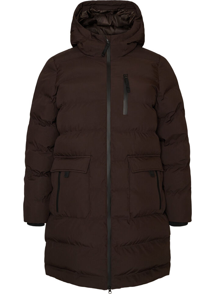 Doudoune avec capuche et poches, Marron, Packshot image number 0