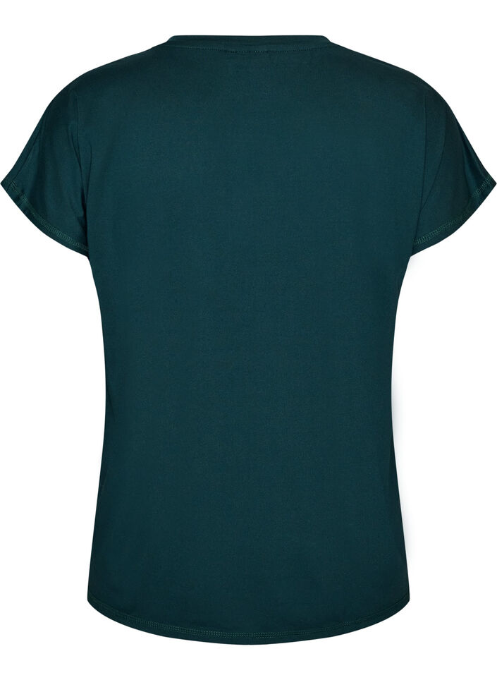 Loose training t-shirt with V-neck, Vert fonc&eacute;, Packshot image number 1