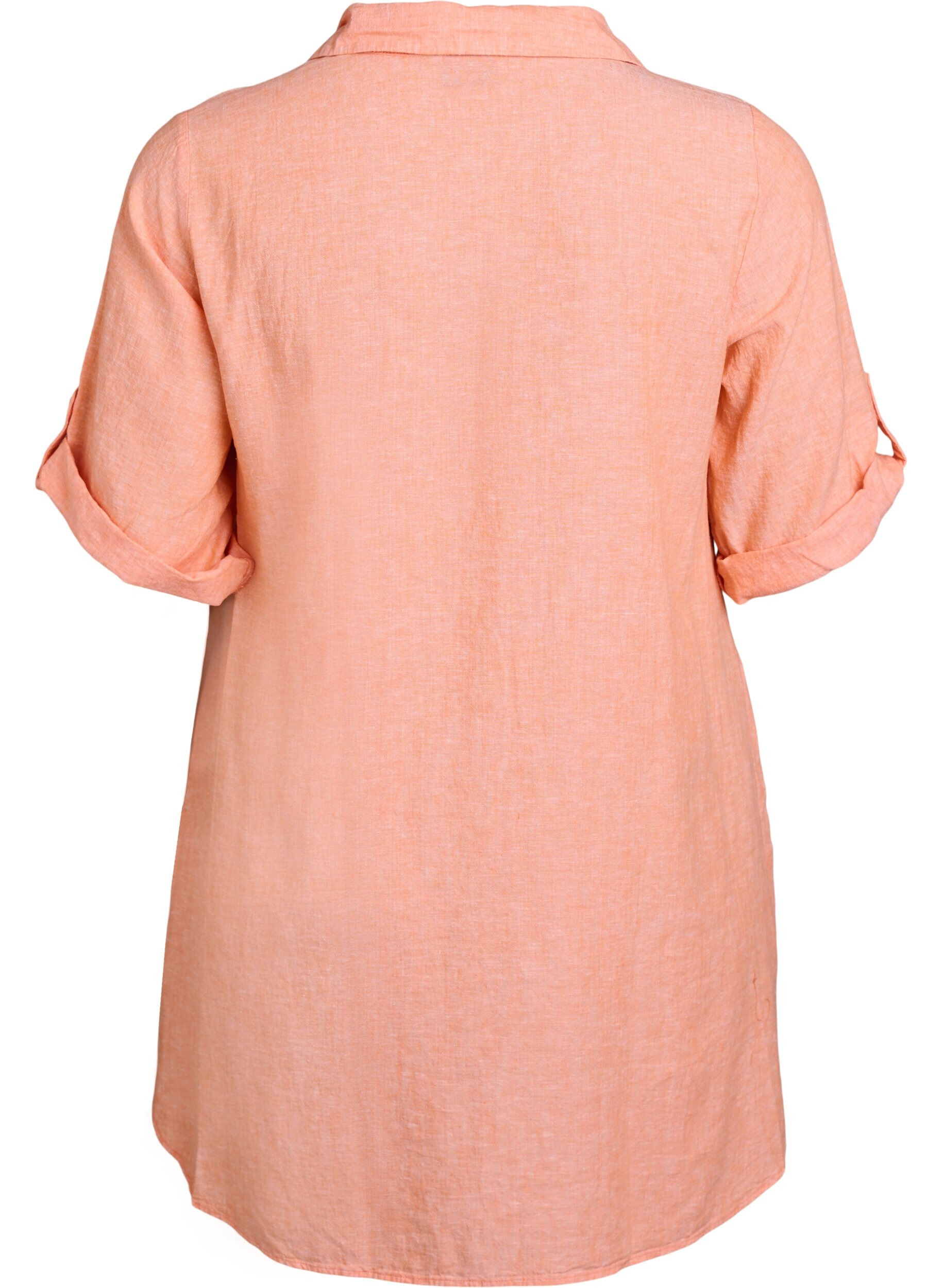 ZizziTunique coupe trap&egrave;ze en lin et viscose, Corail, Packshot image number 1