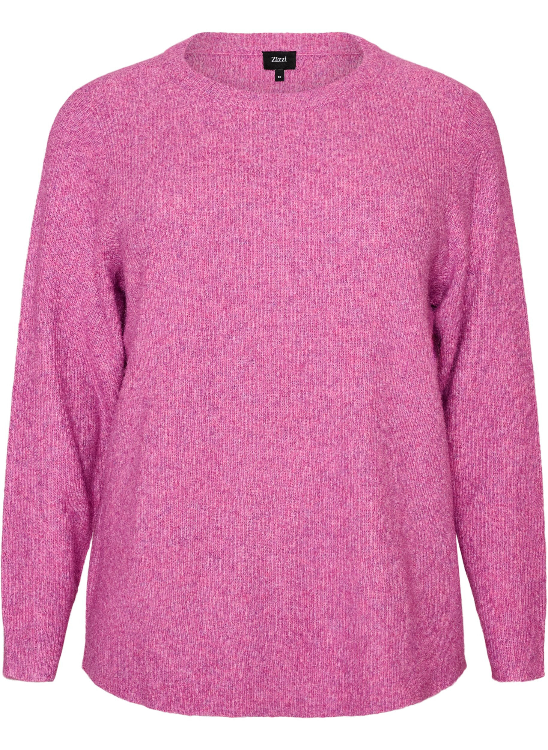 ZizziBlouse en maille chin&eacute;e avec col rond, Violet, Packshot image number 0