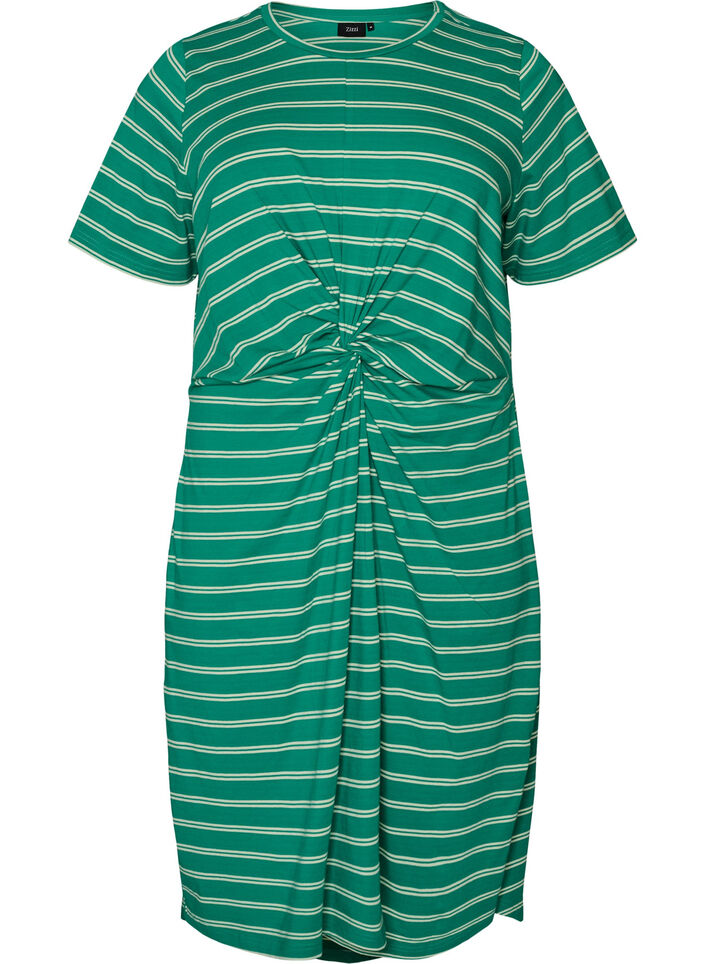 Robe en coton avec d&eacute;tail torsad&eacute;, Vert, Packshot image number 0