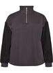Sweatshirt avec manches en mati&egrave;re teddy et col montant, Gris anthracite, Packshot image number 0
