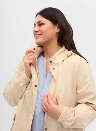 Veste longue parka avec capuche et poches, Birch, Model image number 2