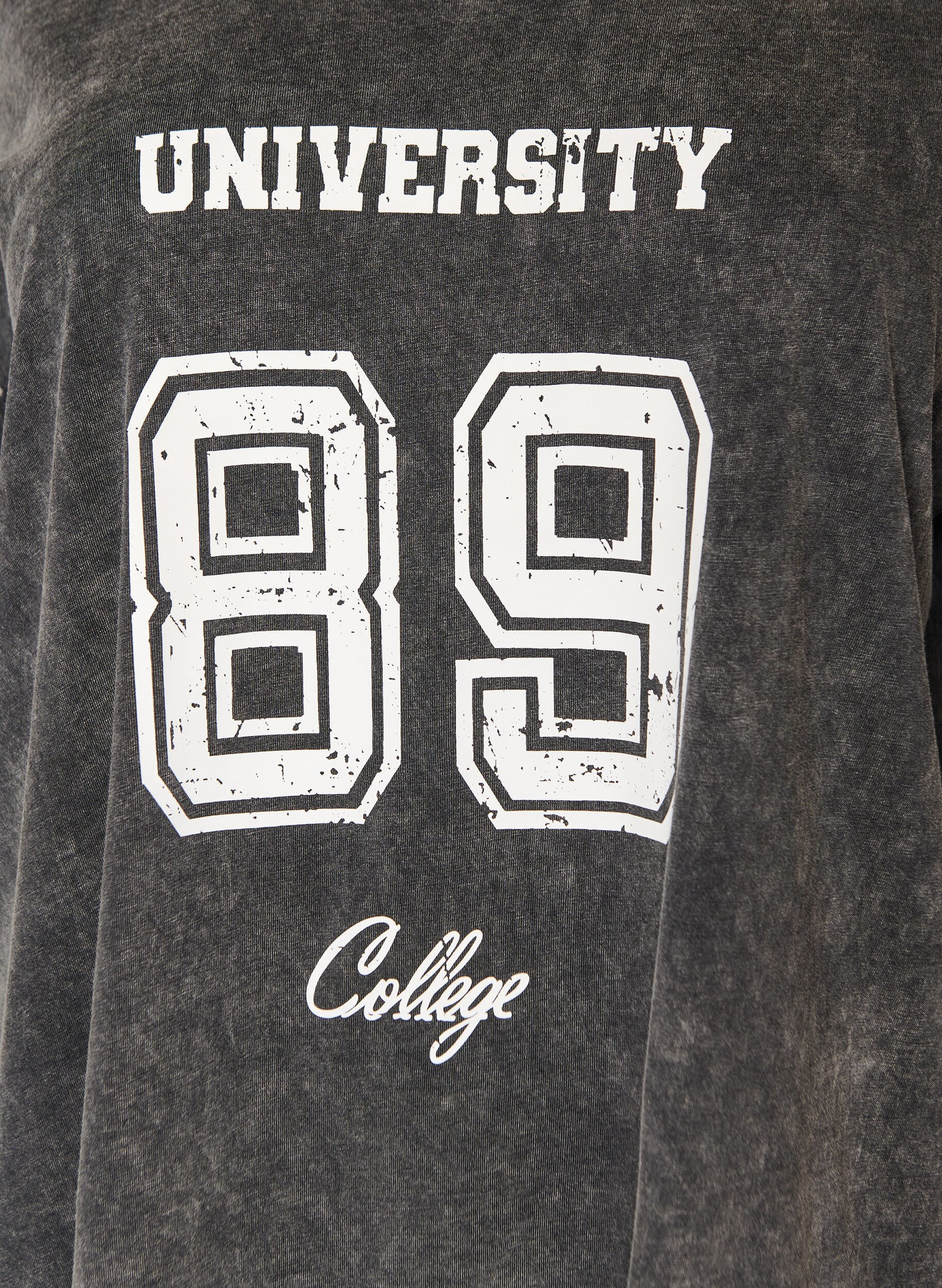 ZizziT-shirt oversize en coton bio avec un imprim&eacute; college, Noir, Packshot image number 2