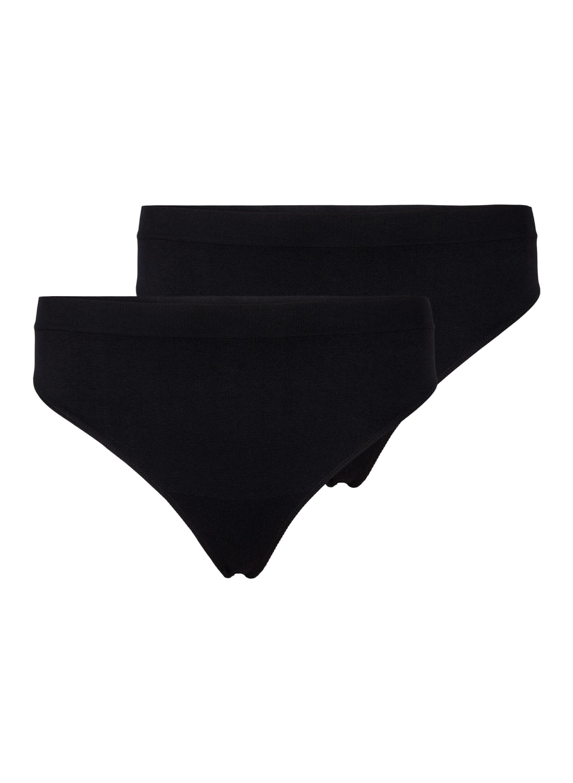 Zizzi String de base &agrave; taille normale (2-pack), Black, Packshot image number 0