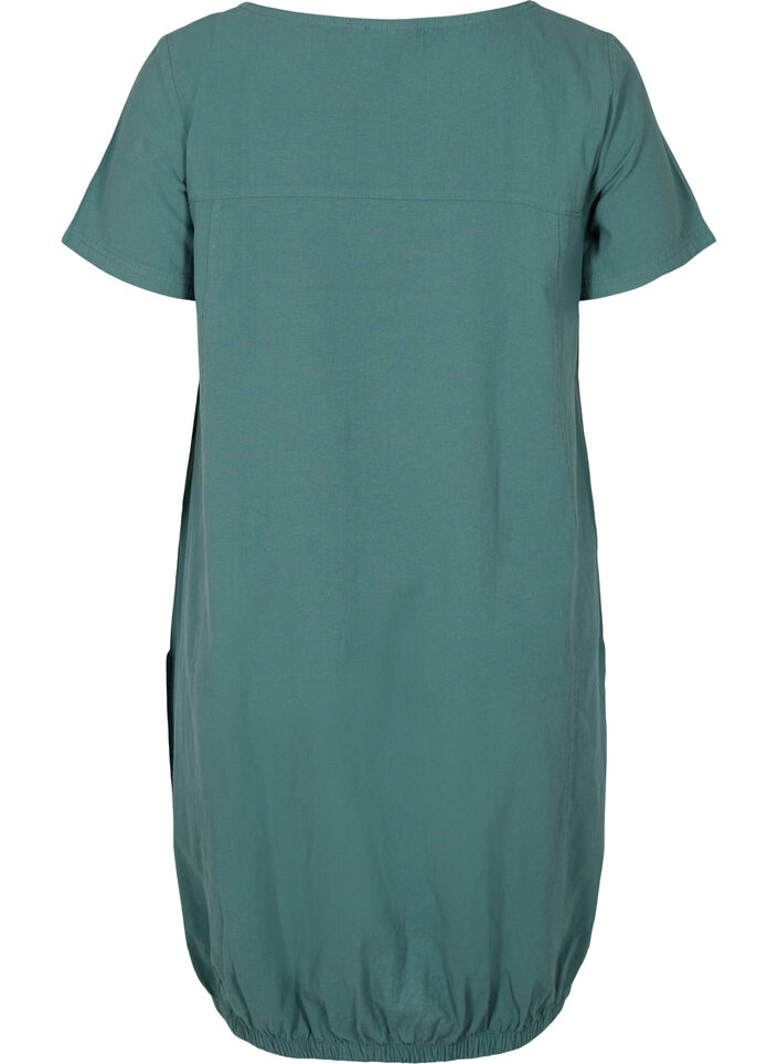 Robe en coton &agrave; manches courtes, Vert fonc&eacute;, Packshot image number 1