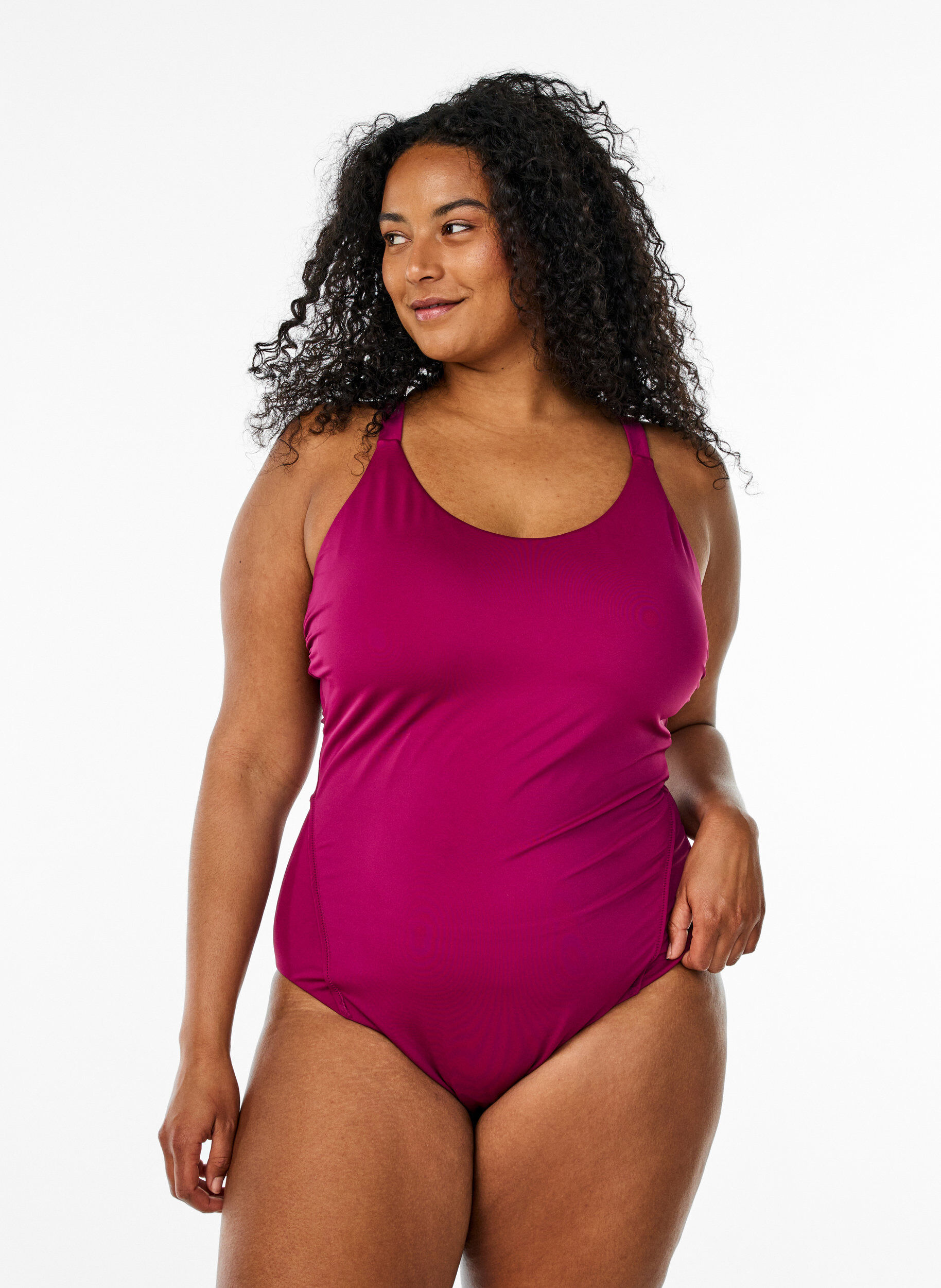 Zizzi Maillot de bain avec d&eacute;tail au dos, Bordeaux, Model image number 0