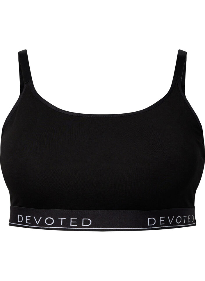 Haut soutien-gorge en coton avec bretelles r&eacute;glables, Noir, Packshot image number 0