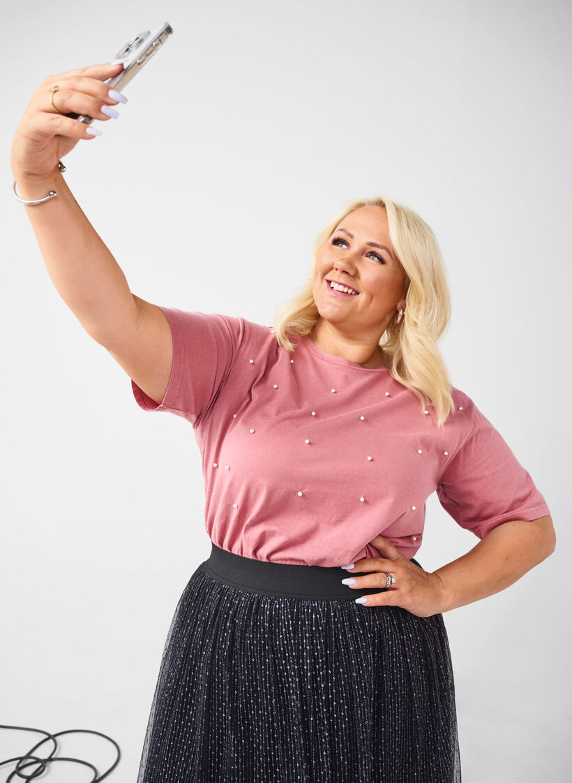 T-shirt avec perles, Heather Rose Washed, Image image number 0