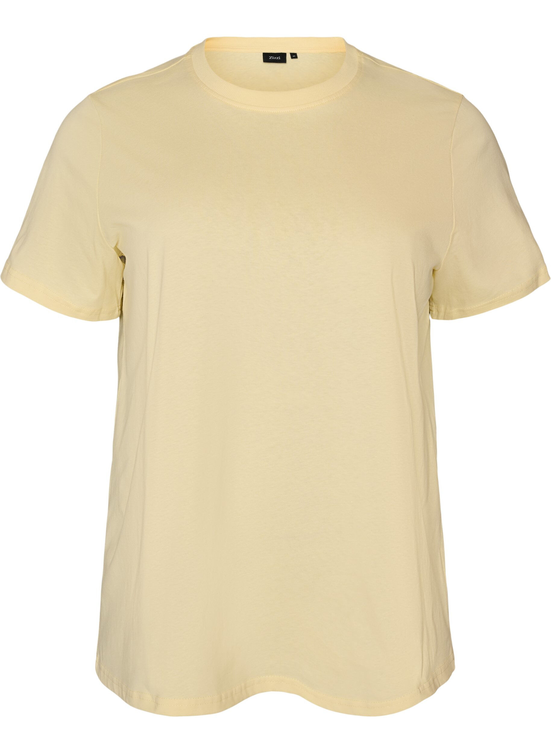 ZizziT-shirt basique en coton &agrave; col rond, Jaune clair, Packshot image number 0