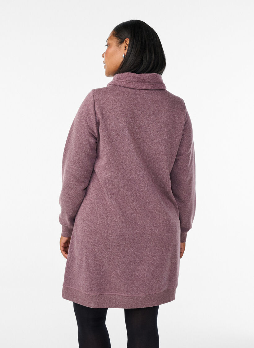 Robe sweat-shirt courte &agrave; col montant et poches, Bordeaux, Model image number 2