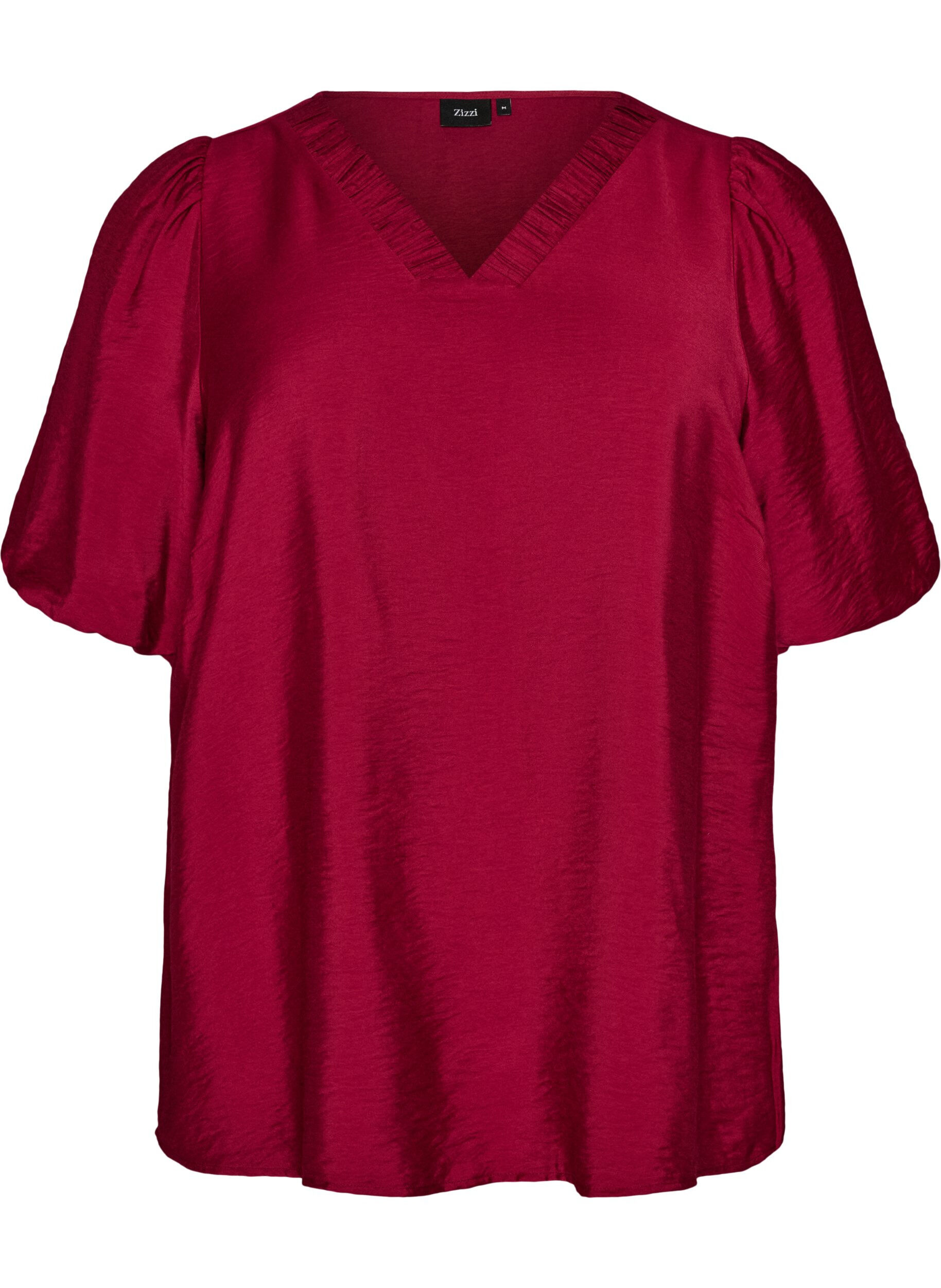 ZizziBlouse avec manches ballon et col en V, Bordeaux, Packshot image number 0