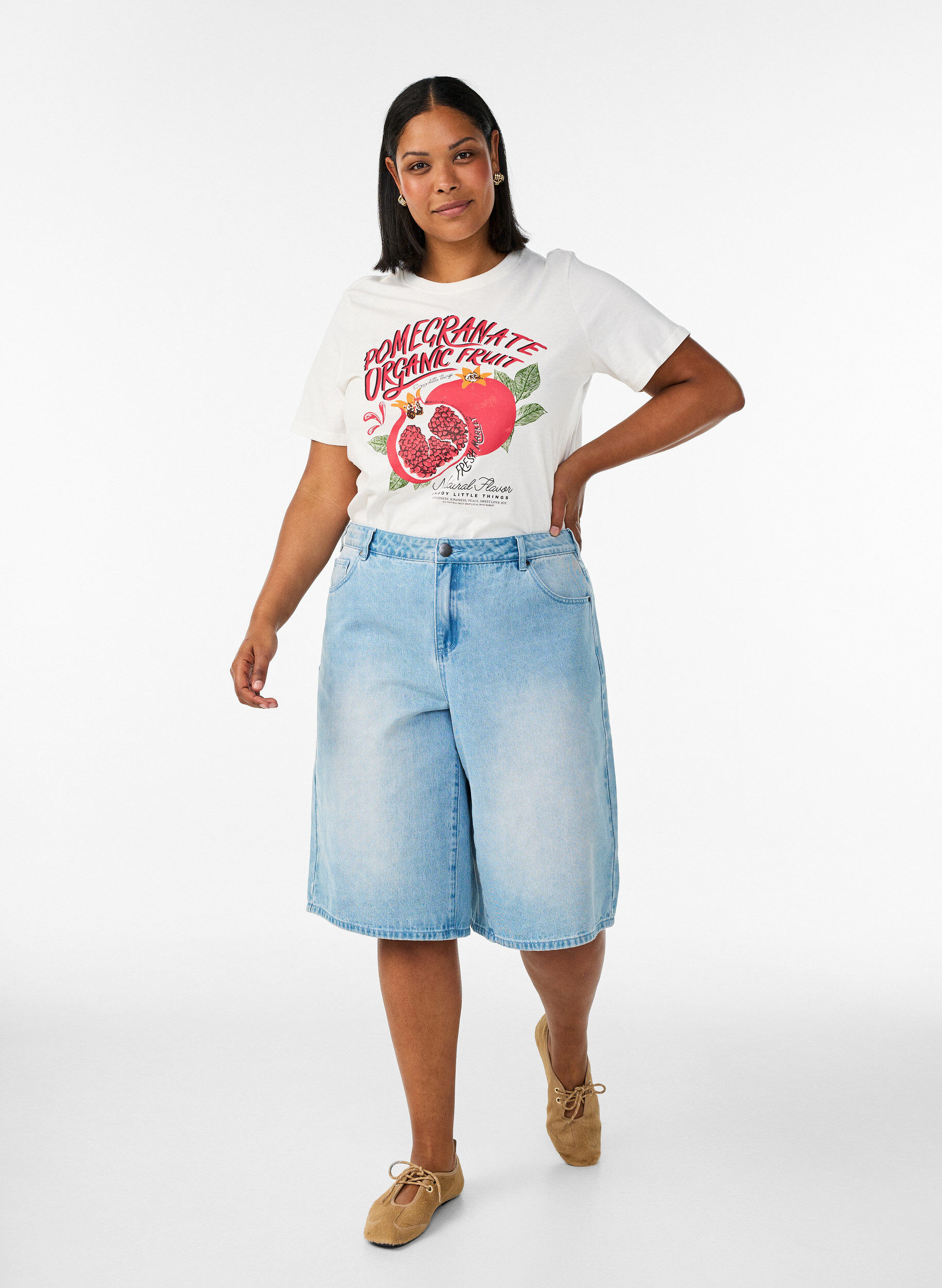 ZizziT-shirt en coton avec imprim&eacute;, Blanc, Model image number 1