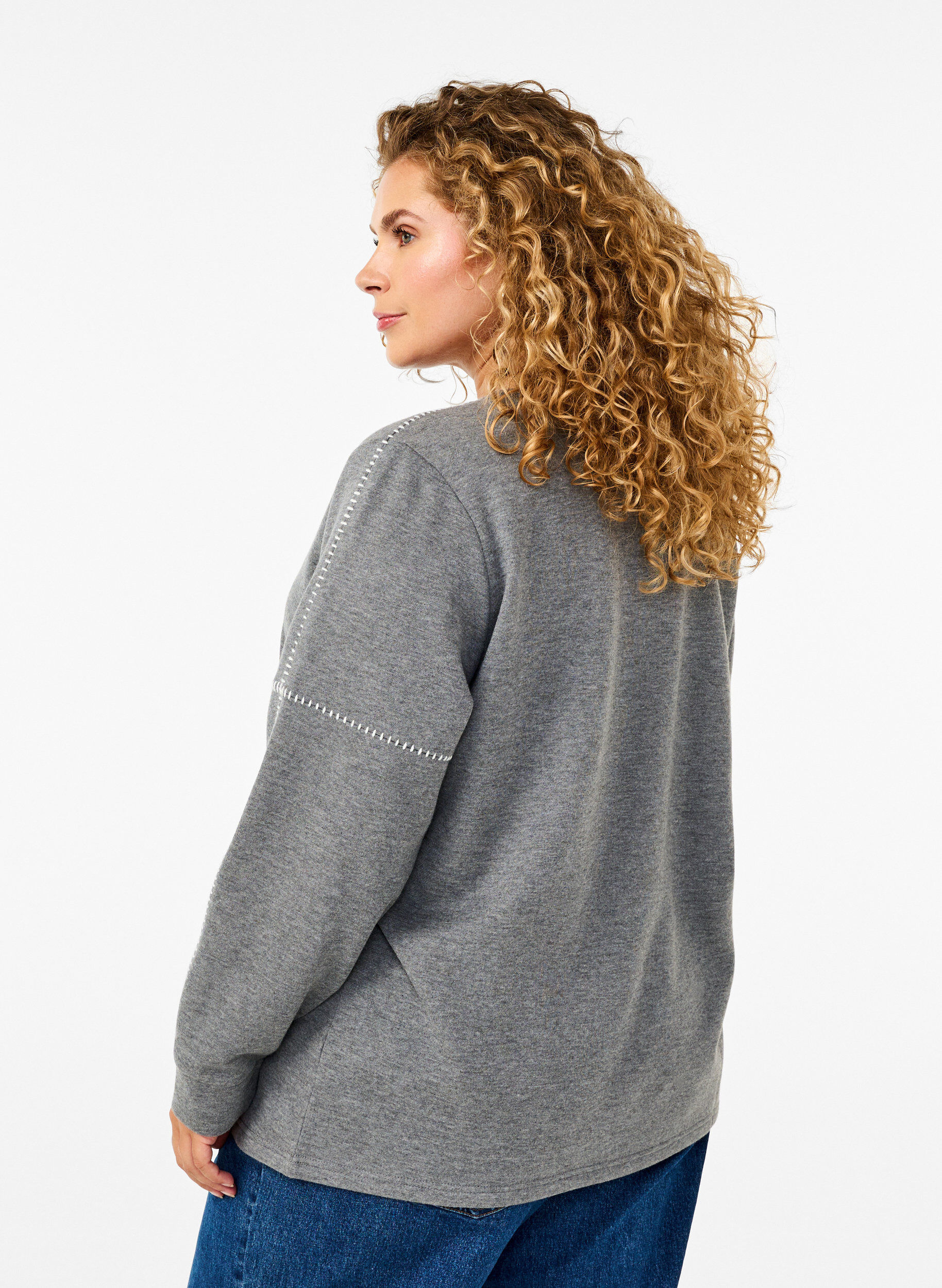 Zizzi Sweat-shirt avec coutures contrast&eacute;es, Medium Grey M&eacute;l, Model image number 1