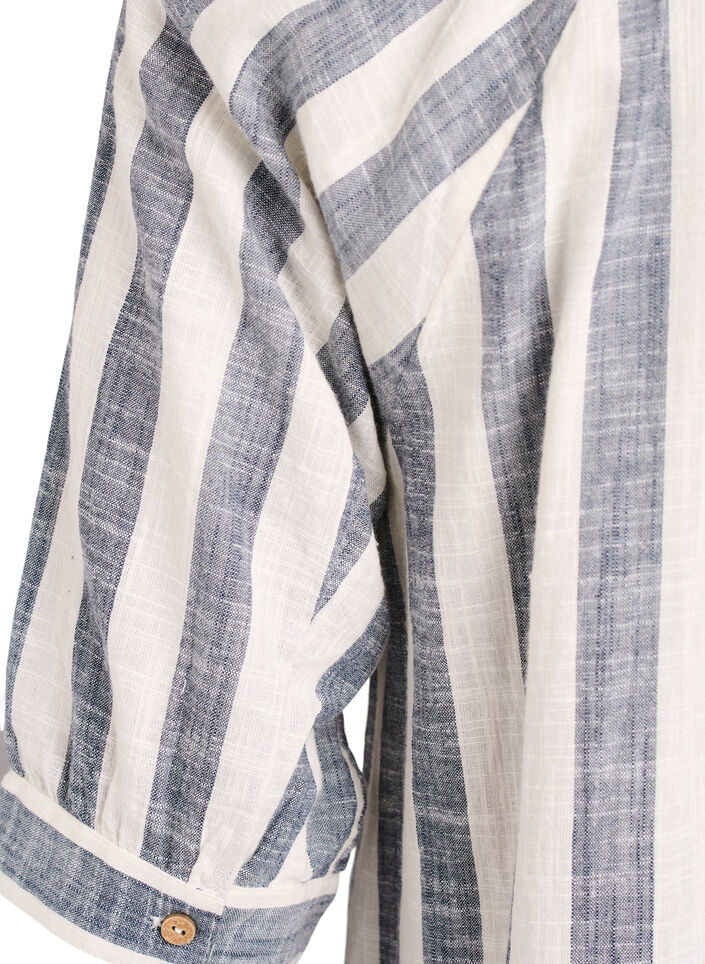 Tunique en coton avec un col en V, Bleu, Packshot image number 3