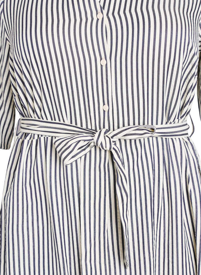 Robe-chemise longue jusqu&rsquo;aux chevilles avec ceinture &agrave; nouer et rayures, Noir, Packshot image number 2