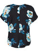Blouse en viscose à manches courtes avec imprimé floral, Black Big Flower, Packshot image number 1
