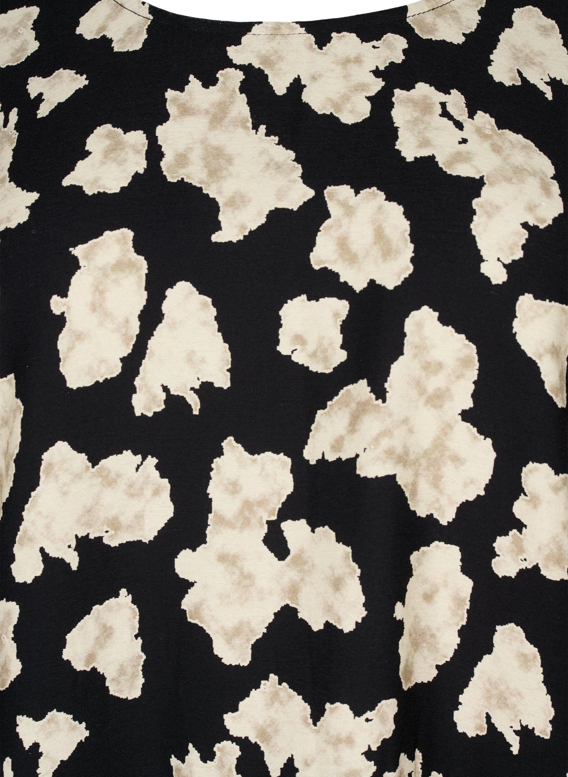 Zizzi Robe &agrave; manches longues avec imprim&eacute; et n&oelig;uds, Noir, Packshot image number 2