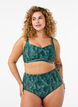 Culotte de bikini imprim&eacute;e et taille haute, Vert fonc&eacute;, Model image number 0