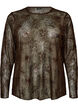 Blouse en mesh avec fleurs et sequins, Marron, Packshot image number 0