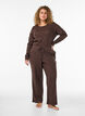 Haut de pyjama en coton biologique avec broderie ajour&eacute;e, Marron, Model image number 1