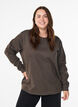 Sweat-shirt &agrave; col ras du cou, Marron, Model image number 0